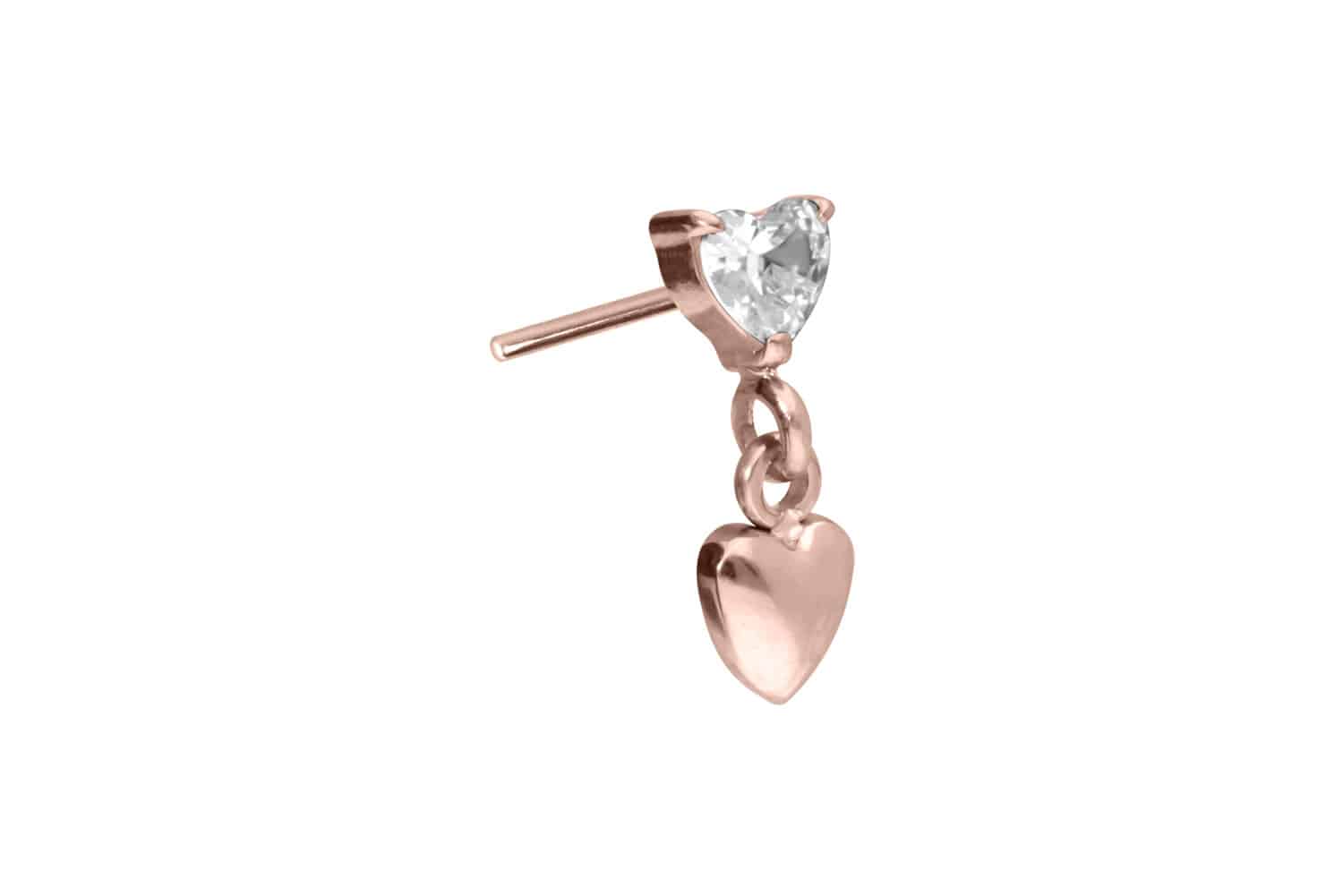 Titan Aufsatz mit Push Pin 2 HERZEN von Piercingline